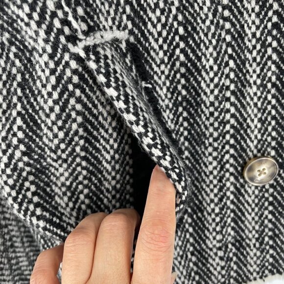 Tory Burch Sammy Herringbone Tweed Raw Edge Double Breasted Wool Blend Jacket 6 - Picture 9 of 15